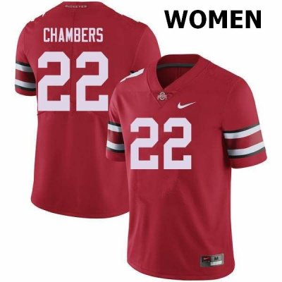 NCAA Ohio State Buckeyes Women's #22 Steele Chambers Red Nike Football College Jersey OGT0845AS